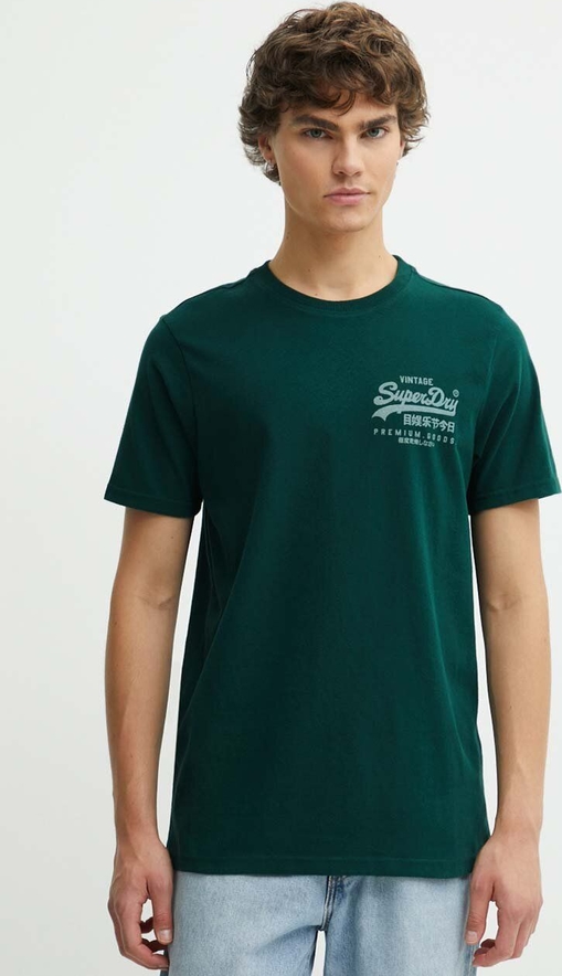 Zielony t-shirt Superdry z krótkim rękawem