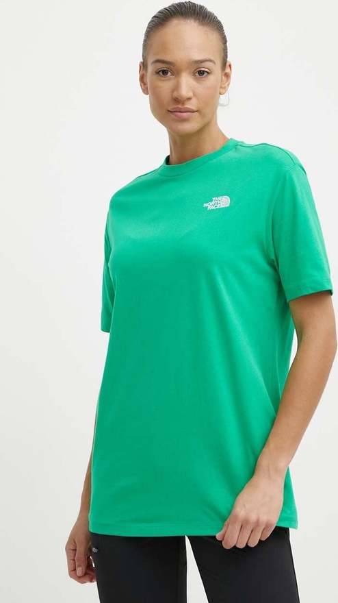 Zielony t-shirt The North Face z bawełny w sportowym stylu