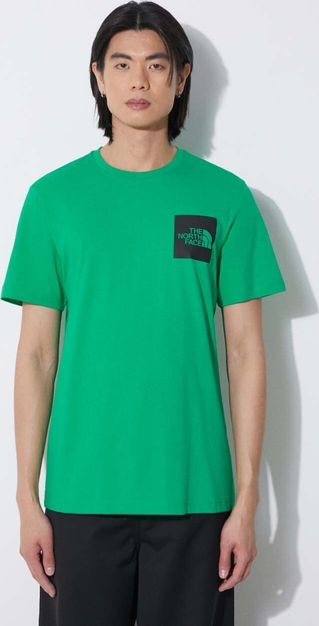 Zielony t-shirt The North Face z bawełny z krótkim rękawem