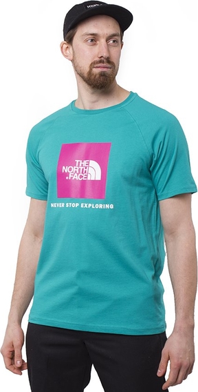 Zielony t-shirt The North Face z bawełny z krótkim rękawem w sportowym stylu