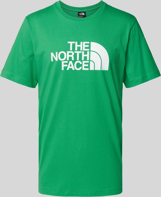 Zielony t-shirt The North Face z bawełny z krótkim rękawem z nadrukiem