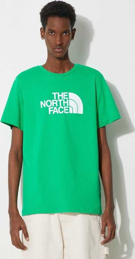 Zielony t-shirt The North Face z nadrukiem z bawełny w młodzieżowym stylu