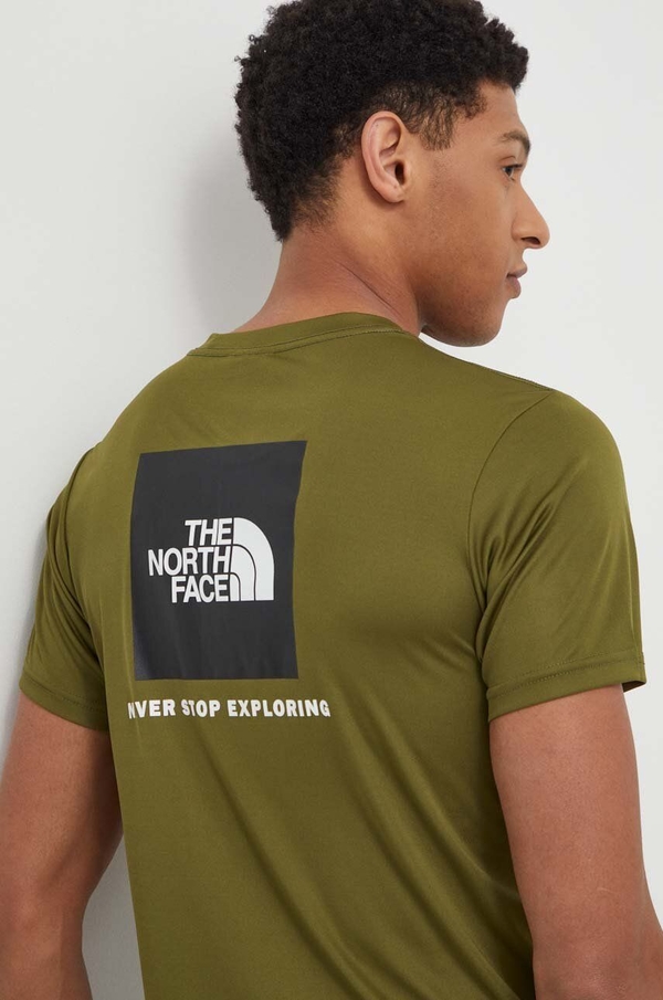 Zielony t-shirt The North Face z nadrukiem z krótkim rękawem