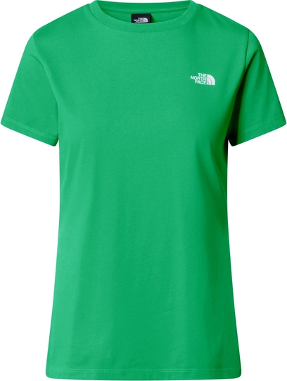 Zielony t-shirt The North Face z okrągłym dekoltem z krótkim rękawem z bawełny