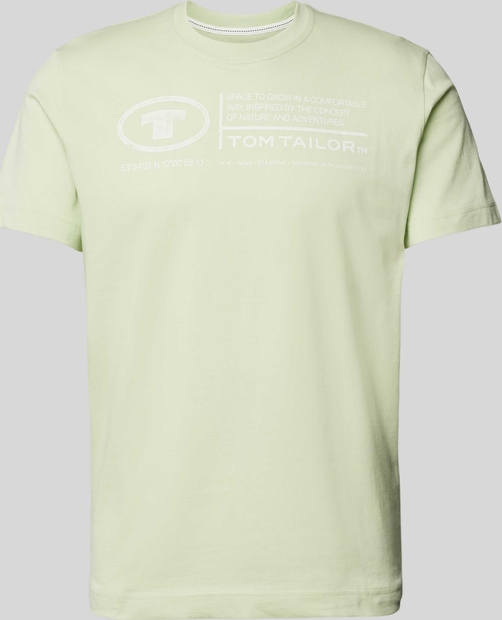 Zielony t-shirt Tom Tailor w młodzieżowym stylu z bawełny