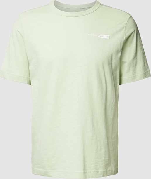 Zielony t-shirt Tom Tailor w stylu casual z nadrukiem z krótkim rękawem