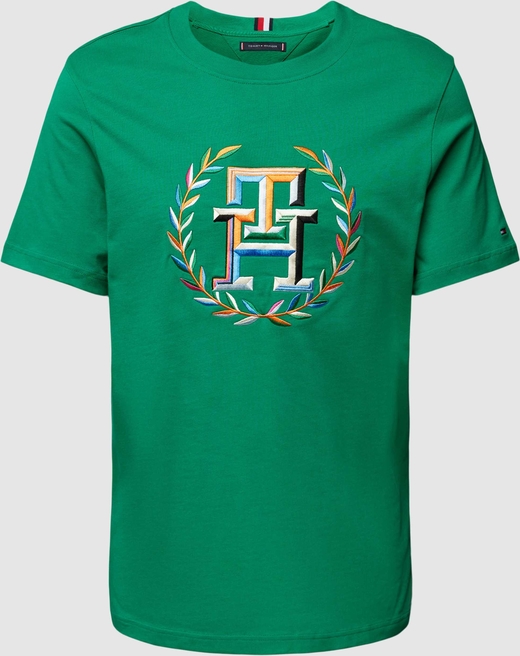 Zielony t-shirt Tommy Hilfiger w młodzieżowym stylu