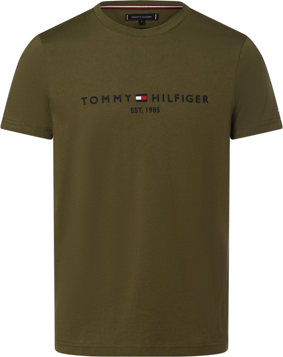Zielony t-shirt Tommy Hilfiger z bawełny w młodzieżowym stylu