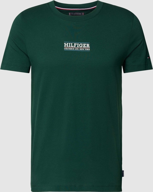 Zielony t-shirt Tommy Hilfiger z krótkim rękawem w młodzieżowym stylu