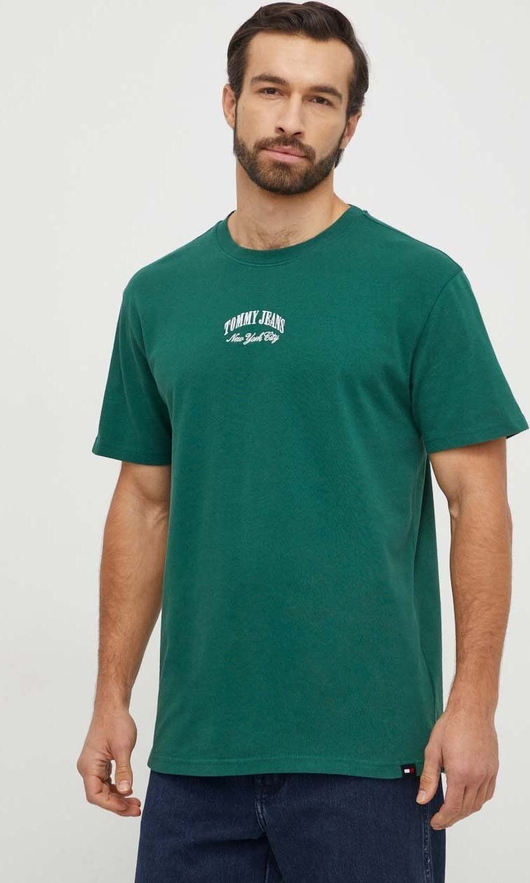 Zielony t-shirt Tommy Jeans z bawełny