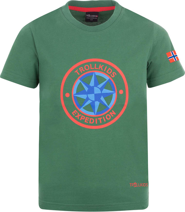 Zielony t-shirt Trollkids w młodzieżowym stylu