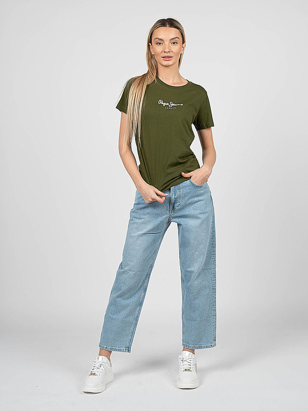 Zielony t-shirt ubierzsie.com z krótkim rękawem w młodzieżowym stylu z bawełny