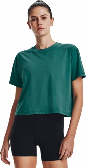 Zielony t-shirt Under Armour w sportowym stylu z okrągłym dekoltem