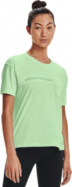 Zielony t-shirt Under Armour z krótkim rękawem z bawełny w sportowym stylu