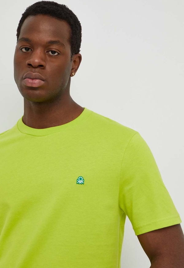 Zielony t-shirt United Colors Of Benetton z bawełny w stylu casual z krótkim rękawem