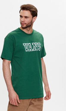Zielony t-shirt Vans w młodzieżowym stylu z krótkim rękawem