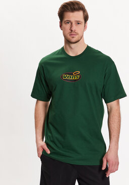 Zielony t-shirt Vans z krótkim rękawem w młodzieżowym stylu