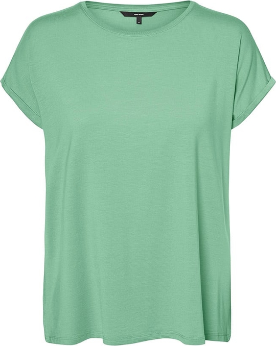 Zielony t-shirt Vero Moda z krótkim rękawem z okrągłym dekoltem