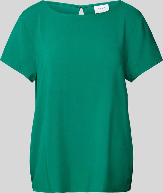 Zielony t-shirt Vila z krótkim rękawem z okrągłym dekoltem w stylu casual