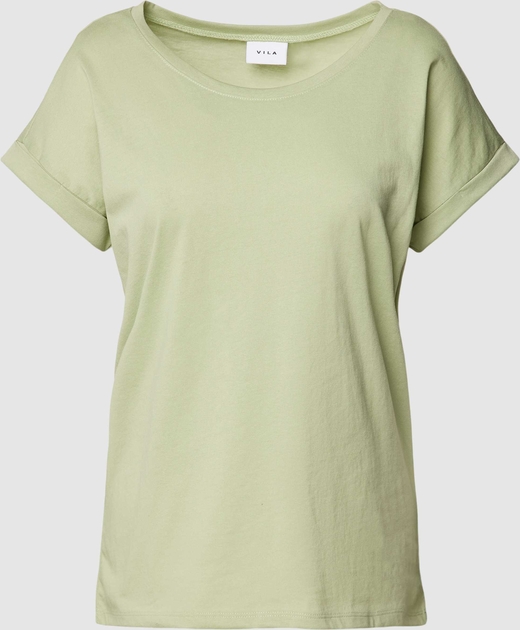 Zielony t-shirt Vila z okrągłym dekoltem z bawełny