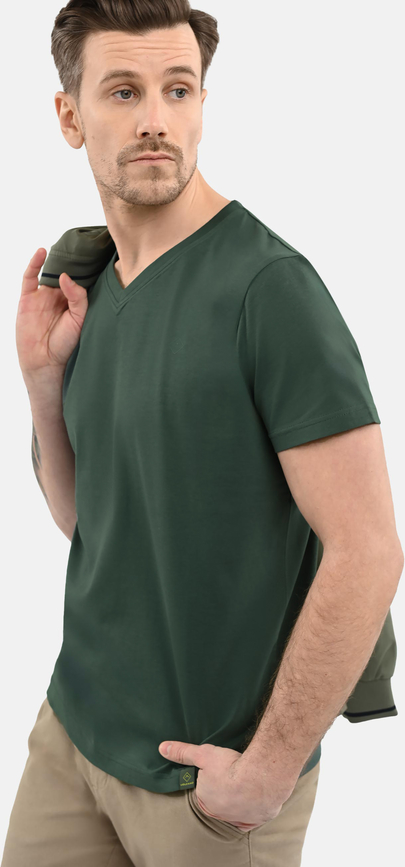 Zielony t-shirt Volcano w stylu klasycznym z bawełny