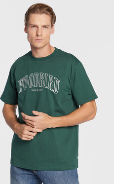 Zielony t-shirt Woodbird z krótkim rękawem w młodzieżowym stylu