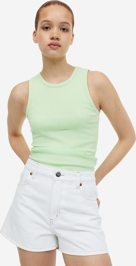 Zielony top H & M z okrągłym dekoltem w stylu casual