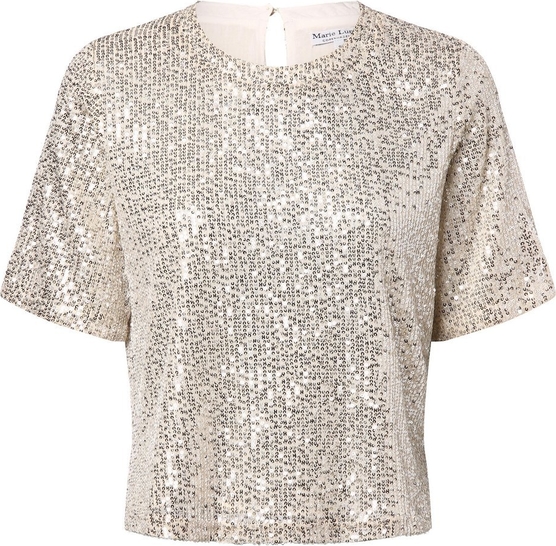 Złota bluzka Marie Lund z okrągłym dekoltem z krótkim rękawem w stylu casual