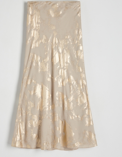 Złota spódnica Reserved w stylu casual midi z tkaniny