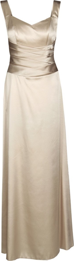 Złota sukienka Fokus maxi gorsetowa z dekoltem w kształcie litery v
