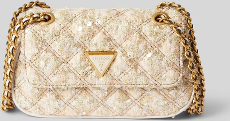 Złota torebka Guess w stylu glamour do ręki