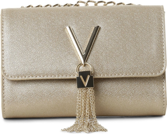 Złota torebka Valentino na ramię ze skóry w młodzieżowym stylu