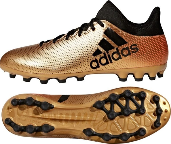 Złote buty sportowe Adidas sznurowane