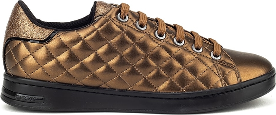 Złote buty sportowe Geox ze skóry ekologicznej z płaską podeszwą