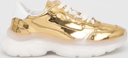 Złote buty sportowe Guess sznurowane w sportowym stylu