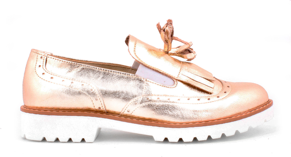 Złote półbuty Zapato na platformie z nubuku w stylu casual