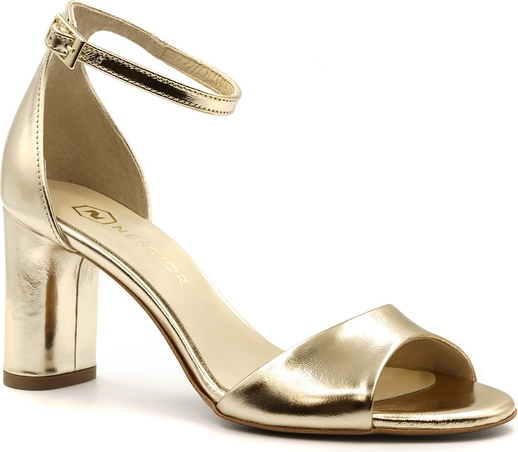 Złote sandały Neścior z klamrami w stylu klasycznym
