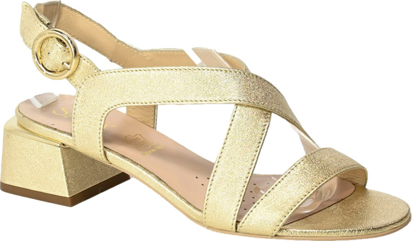 Złote sandały Sala ze skóry z klamrami w stylu casual