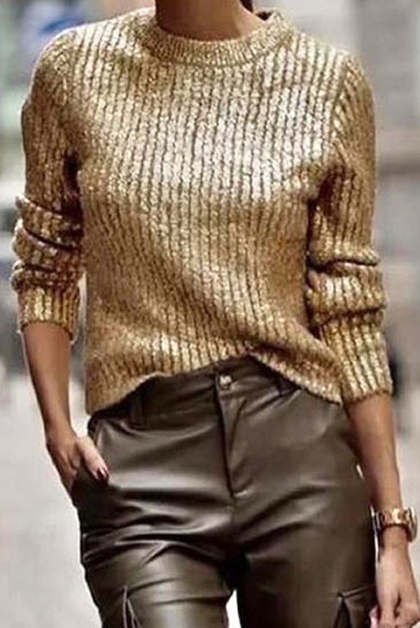 Złoty sweter IVET w stylu casual