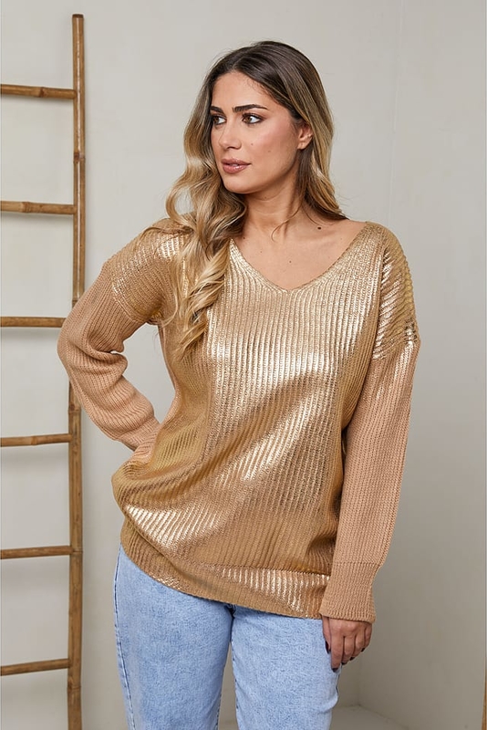 Złoty sweter Plus Size Company w stylu casual