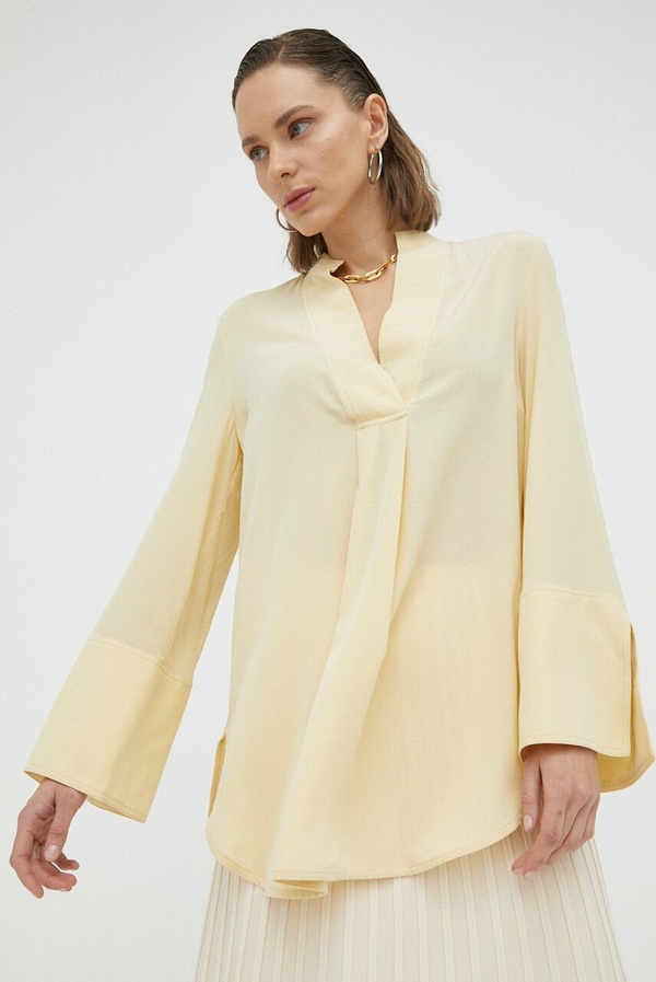 Żółta bluzka By Malene Birger z jedwabiu