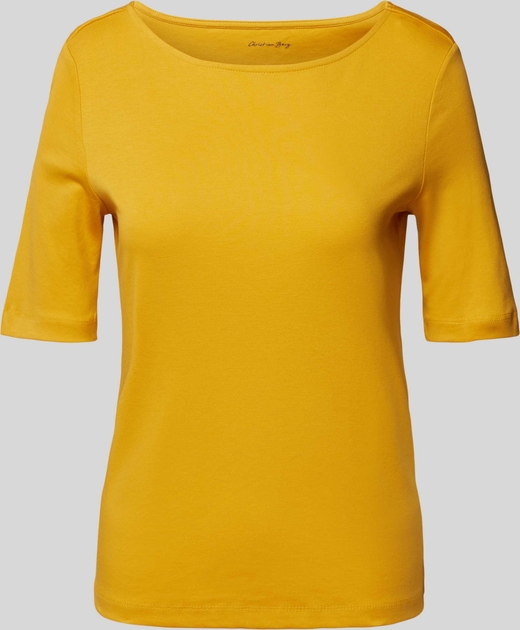 Żółta bluzka Christian Berg Woman w stylu casual z okrągłym dekoltem z krótkim rękawem