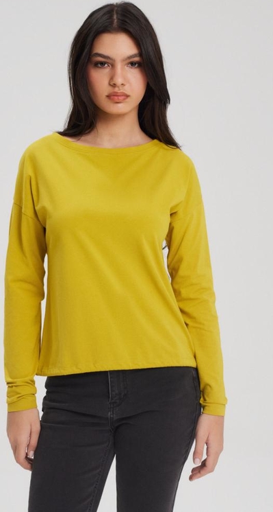 Żółta bluzka Diverse w sportowym stylu z okrągłym dekoltem