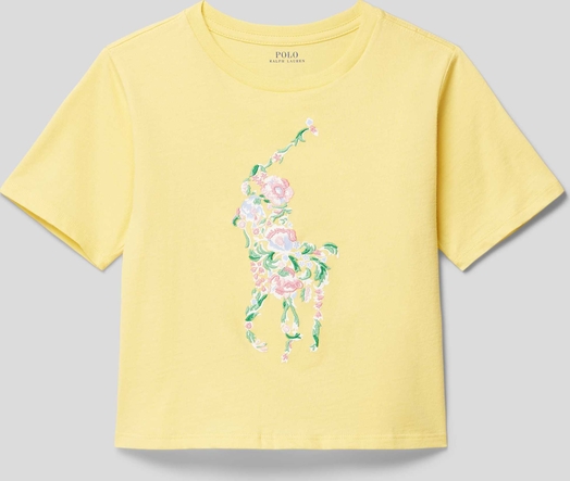 Żółta bluzka dziecięca POLO RALPH LAUREN dla dziewczynek z bawełny
