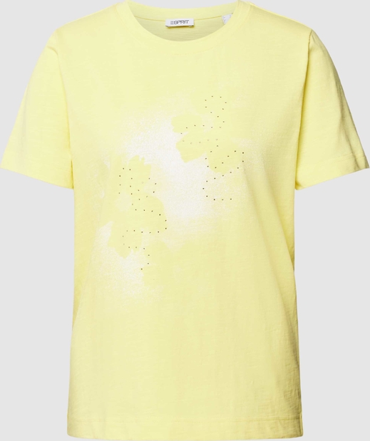 Żółta bluzka Esprit z krótkim rękawem z bawełny