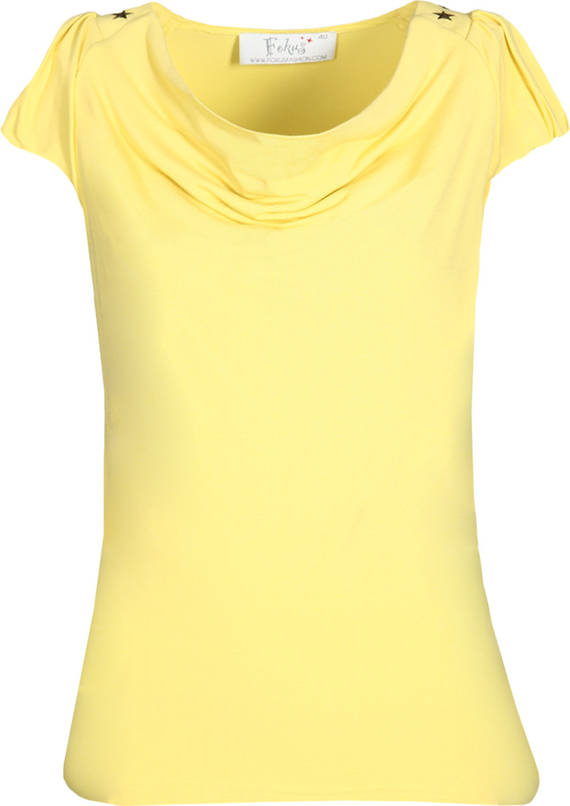 Żółta bluzka Fokus z okrągłym dekoltem w stylu casual