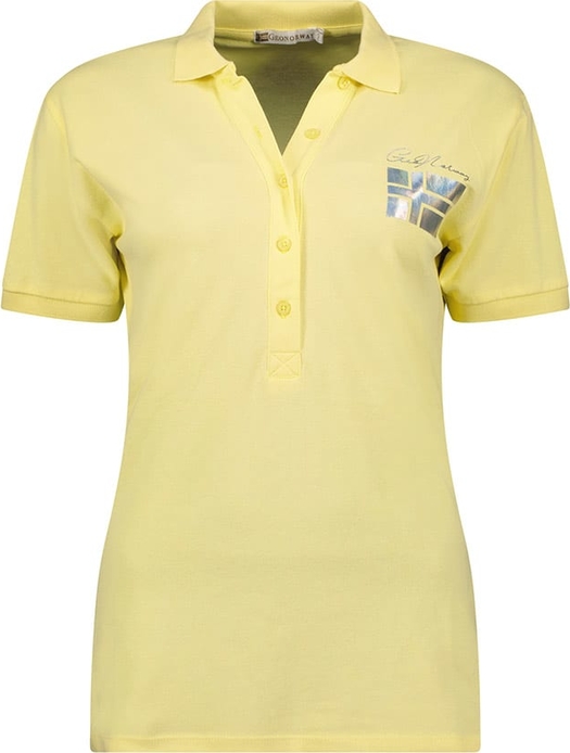 Żółta bluzka Geographical Norway w stylu casual z krótkim rękawem