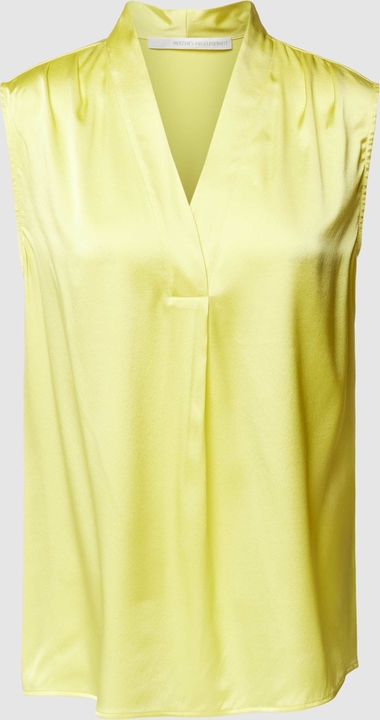 Żółta bluzka Herzensangelegenheit z jedwabiu z dekoltem w kształcie litery v w stylu casual