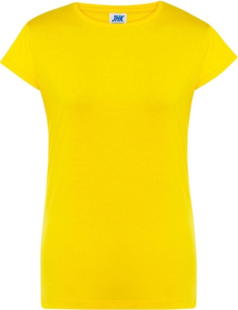 Żółta bluzka JK Collection z bawełny w stylu casual z krótkim rękawem