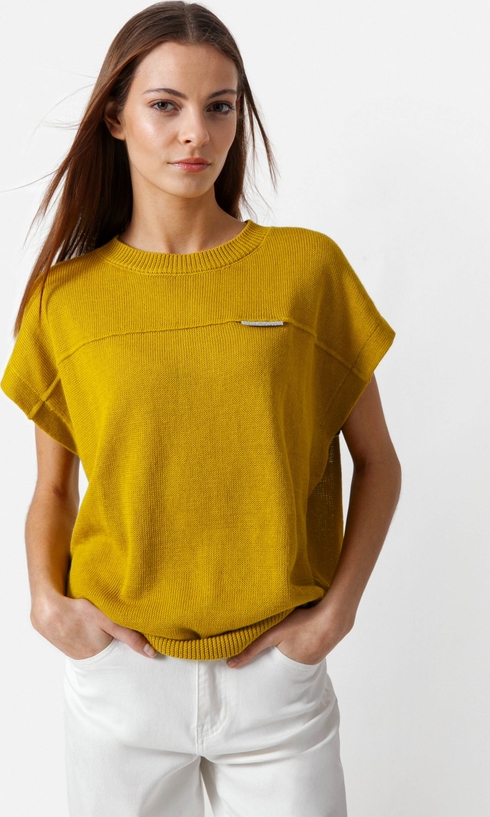 Żółta bluzka Molton z okrągłym dekoltem z bawełny
